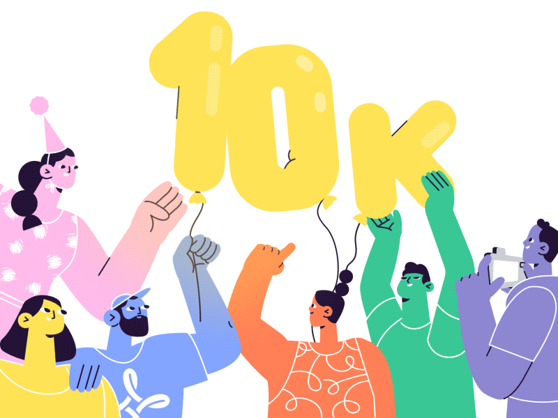 10k Followers 10k animation bulgaria characters followers fourplus illustration motion motion graphics party