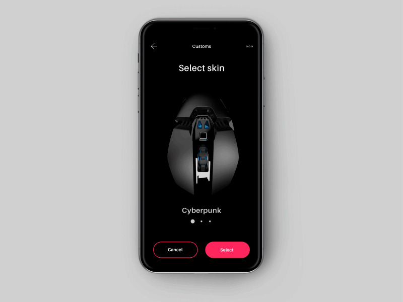 Gaming App UI Concept animation cyberpunk design fortnite g900 g903 gaming gaming app logitech phone app pubg selecter selector skins ui ui concept user experience user interface user interface animation ux