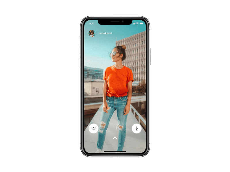 Unsplash • Browsing photos and informations • Animation after effect animation design gif informations interaction ios iphone mobile mobile app photos profile swipe transition ui