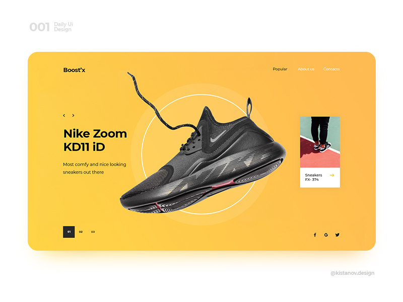 Example of Sneakers | Daily Ui Design 001