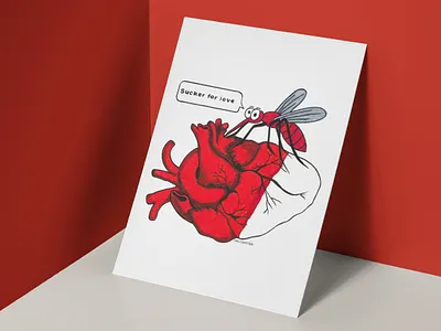 Sucker for Love Poster africa art drawing ink hand draw hand drawing heart illustration art love poster poster art poster design red south africa valentine day valentine poster