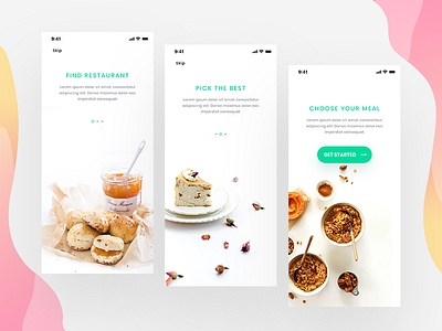 Onboarding For Food food food app hotel app minimal onboarding onboarding screen ui ux design