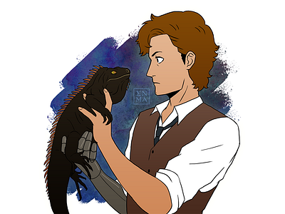Howard & Reine Iguane 2d animal fanart flatcolor iguana illustration lastman reptile