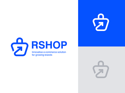 New Branding for our E-commerce platform Rshop blue brand branding creative logo design ecommerce ecommerceapp ecommerceplatform eshop grow growing ilustration logo logodesign logotype logotype design platform rebranding redesign rshop