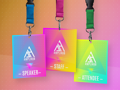 AMPLIHUB - Id Cards badge brand branding card color colorful design dots festival gradient id identity logo music shapes