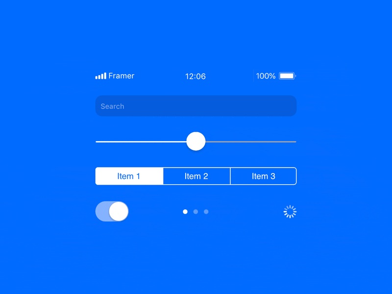 Framer X: React animation battery blue components es6 framer framer x gif input interactive javascript js react slider toggle ui vanilla