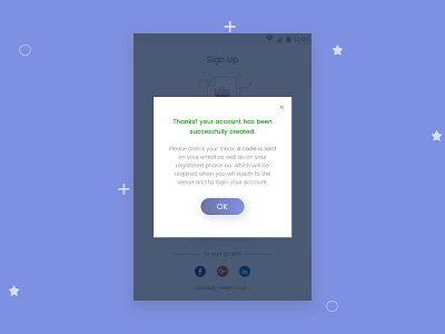 After Signup Success Message Popup after signup popup app popup popup screen success message popup