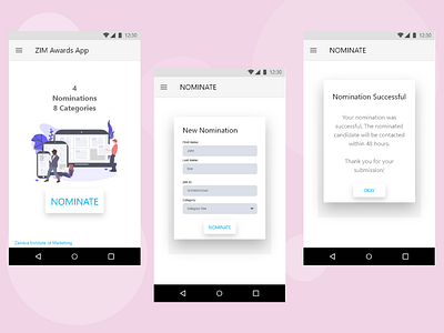 Zim Awards App app design form design mobile mobile ui mobile ui design ui ux vote