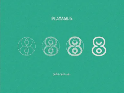 Platanus "8" brand diagram grid letra logo organic outline tipografia typography