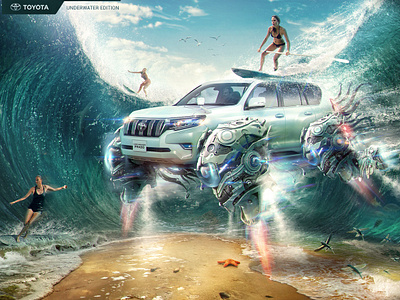 Toyota Land Cruiser 3d art advertisement car cgi concept concept art creative digital art fantastic flying car game art graphic design illustration keyart matte painting poster print sci fi toyota vehicle