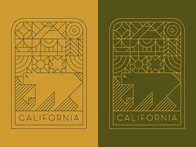 California badge bear boat california geometry icon illustration line logo mountains nature outdoors patch san francisco shapes star trees