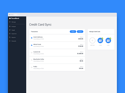 Credit Card Sync buisness credit card expenses flat sync travel travelbank ui
