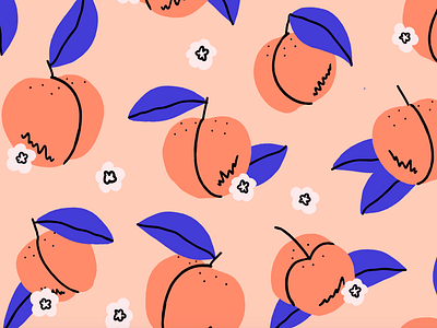 Just Peachy color drawing flowers fruit illustration pattern peaches