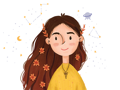 Selfportrait art artist artistic avatar colorful draw flowers girl hair icon iillustration illustrator planet portrait portrait illustration selfportrait space stars tolkien woman