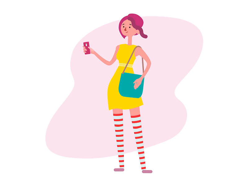 She + her smartphone 2d aftereffects animation character design illustration illustrator lady mograph motiondesign motiongraphics photoshop rubberhose she smartphone