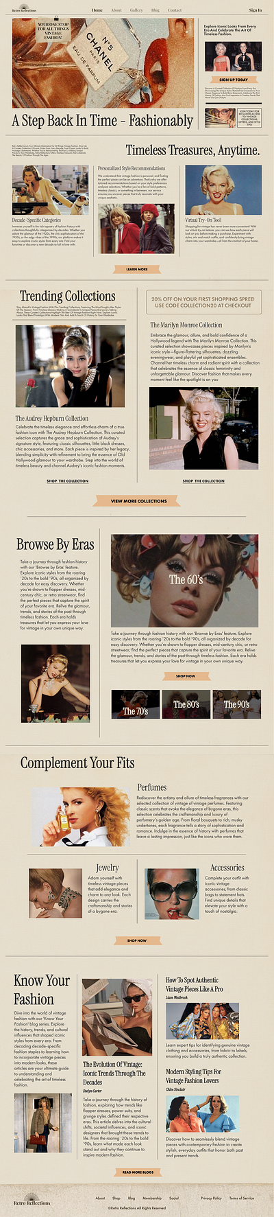 Retro Reflections - UI ui vintagefashion webdesign