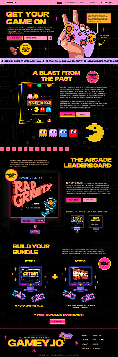 Gamey.io - UI design landing page retro ui web design