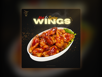 Wings 🍗 - Food item Post Design branding graphic design