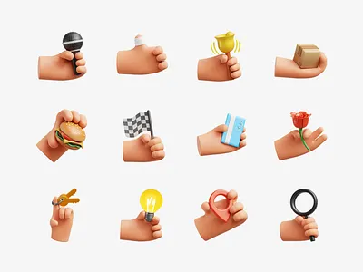 Hand Gestures 3D Illustration 3d blender cute design doodle emoji fingers hand hand gestures icon icons illustration minimal