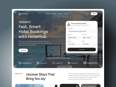 HotelHub - Hotel Booking Services Website booking booking services landing page booking services website booking website clean design discover hotel booking hotel booking services landing page landingpage minimal design travel booking website ui ux web design webdesign website website design