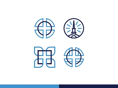 Cross + Steeple branding church concepts cross graveyard icon illustration line art logo steeple