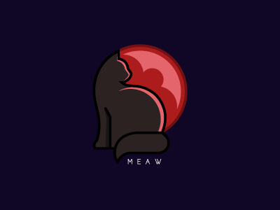 Black cat red moon blackcat cat design graphicdesign illlustrator illustration meaw redmoon vector