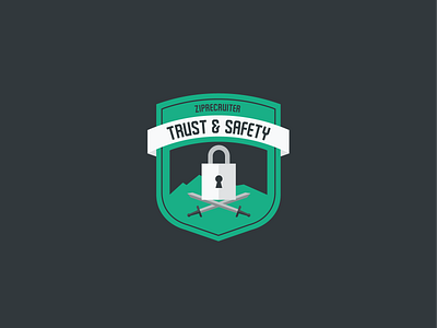 Trust And Safety Shirt Design badge badge logo badgedesign brand and identity illustration lock locked ribbon safety shield shield logo sword swords trust trust and safety ziprecruiter