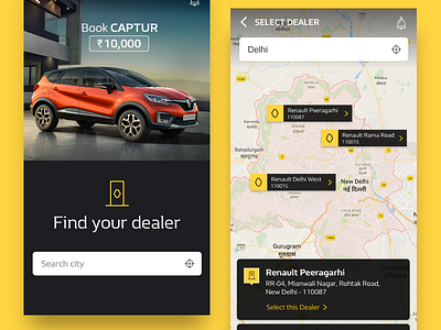 Dealer Locate UI for Renault Captur apple car dealer locator renault ui