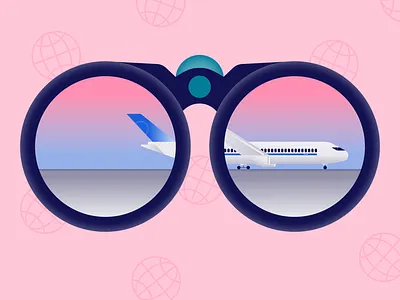 Airplane Spotting airplane airport amsterdam artwork campaign editorial gradient holiday icon design illustration klm pink spotillustration spotting the netherlands vacation