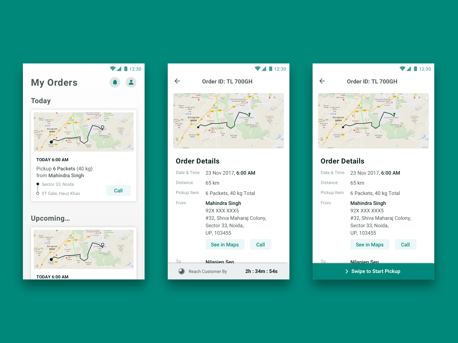 Example of Order Pickup & Delivery Flow