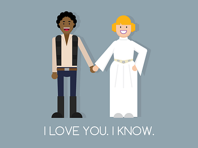 I love you. I know. cartoon commission couple design flat geek hansolo love princess leia space star wars