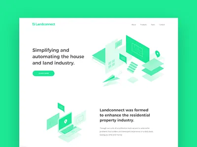 Landconnect Landing Page collaboration construction illustration isometric landing page property website website design