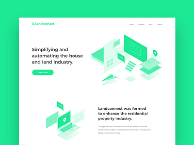 Landconnect Landing Page collaboration construction illustration isometric landing page property website website design