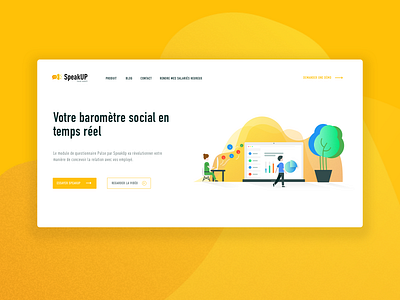 SpeakUp Hero illustration header header illustration hero hero illustration illustration interface design julien morisse chevallier pilotin start up webdesign ui interface webdesign yellow