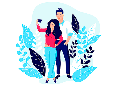 Selfie couples couple flat girl guy leaves nature phone selfi young