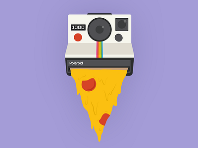 Say cheese! 2d camera cheese cheesecake colorful drawing flat food illustration pepperoni photo pizza polaroid say cheese sticker