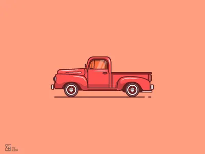 I'll pick you up here artwork car classic classic car flat design ford graphic design icon illustration line art logo outline pick up vector