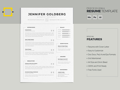 Resume a4 clean resume creative resume curriculum vitae cv cv template doc minimal resume modern modern resume professional professional resume resume resume template template