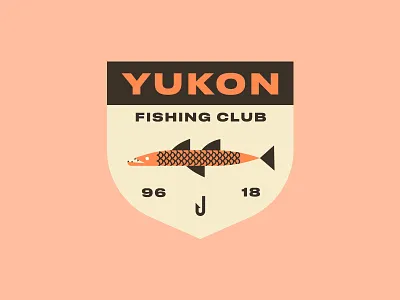 Fishing Club Badge badge brand branding fish flat icon illustration logo shield sticker vector