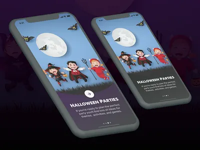 Halloween onboarding mobile app dark halloween iphone x mobile app design onboarding walk through