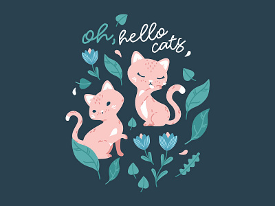 Oh, hello cats! Spot illustration cat cat illustration cats children pattern pattern design textile pattern vector vector cat vector illustration