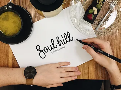 Soul Hill - Logo for Coffee House branding calligraphy coffee design font free hand lettering identity lettering logo logotype script sketch sketches type typo typography