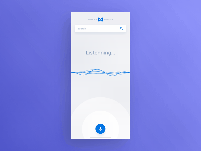 Merriam-Webster Voice Search app assistant conversation device ios mobile personal assistant redisign search translate ui ux vocabulary voice voice search