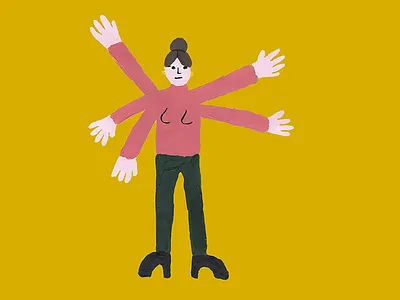 Multi-tasking arms freelance illustration painting sos