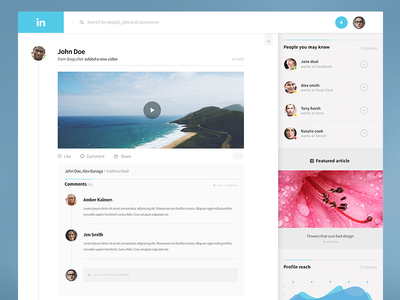 LinkedIn Re-design Preview design information interface linkedin personal re design ui website