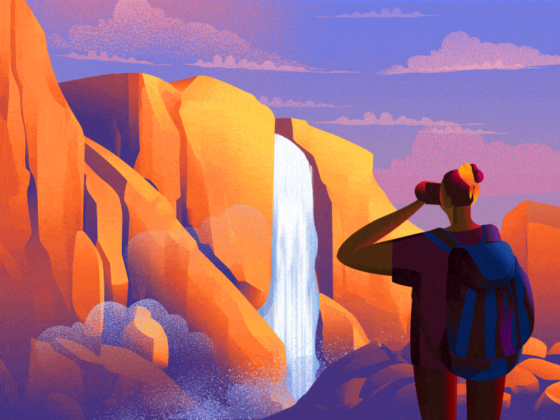 epi 7 animation gif illustration nature waterfall yosemite