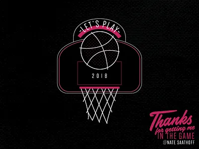 Let's Play basketball debute dribble game hello illustration pink play score sports thanks welcome