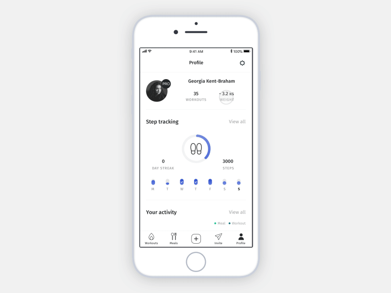 Weight tracking 8fit animation app fitness graph interaction logging mobile principle progress ui weight