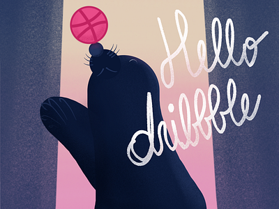 Dribbble debut - juggling seal animal art children art dribbble dribbbleball illustration juggling logo procreate procreate brushes procreateapp seal
