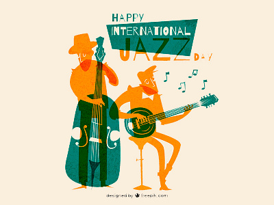 International Jazz Day banjo bass flat freepik guitar illustration jazz vector